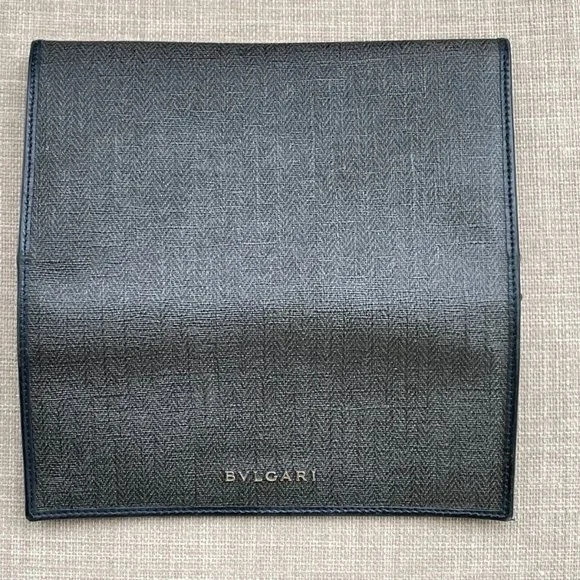 BVLGARI Clutch Bag Black Canvas Leather Long Bifold Wallet Authentic BVLGARI - Picture 6 of 12